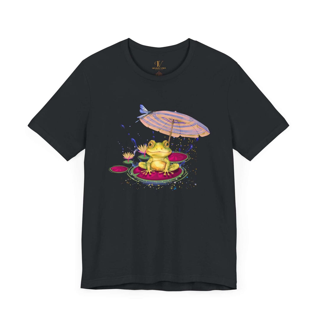 Frog on Lily Pad Unisex Tee T-Shirt Printify Vintage Black XS