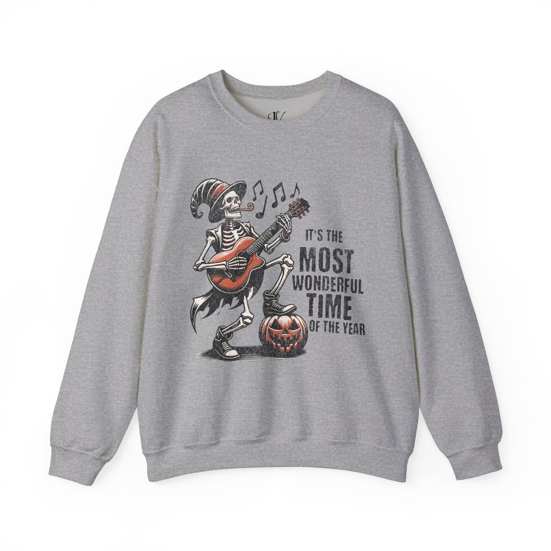 Skeleton Whimsical Crewneck Sweatshirt for Halloween and Fall