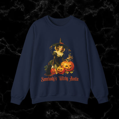 Witchy Auntie Sweatshirt - Cool Aunt Shirt for Halloweenl Vibes Sweatshirt M Navy 