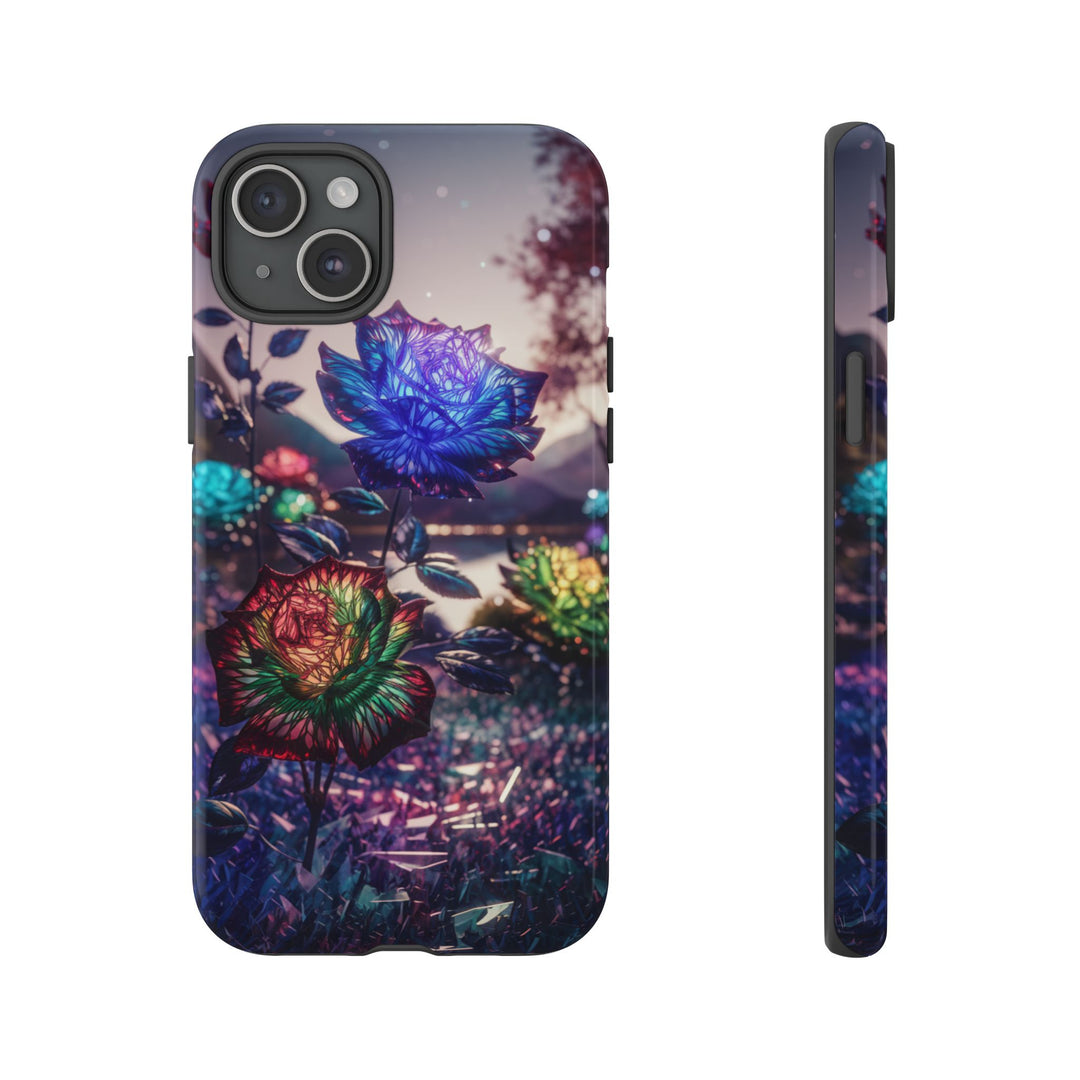 Phone Case - Surreal Glowing Roses Phone Case Printify iPhone 15 Plus Glossy