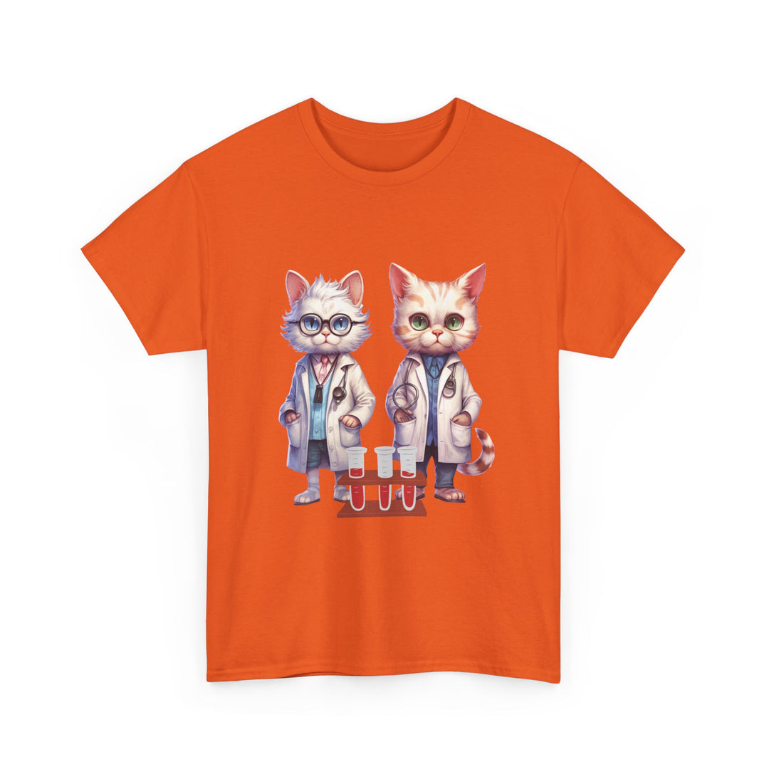 Cat Scientist Tee T-Shirt Printify Orange S