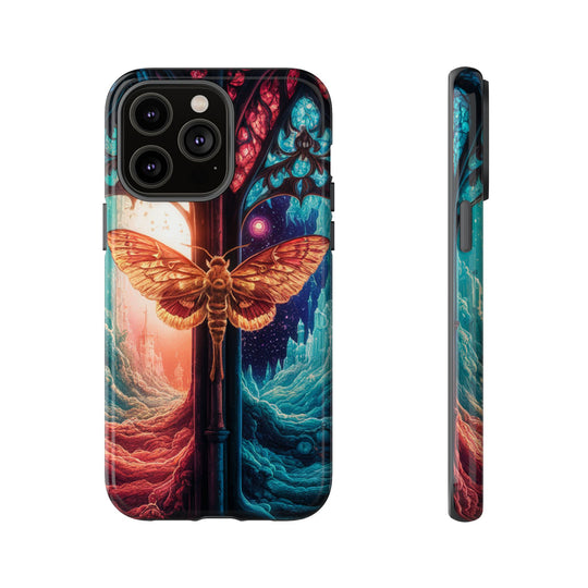 Phone Case with Moth and Stained-Glass Window Phone Case Printify iPhone 14 Pro Max Glossy