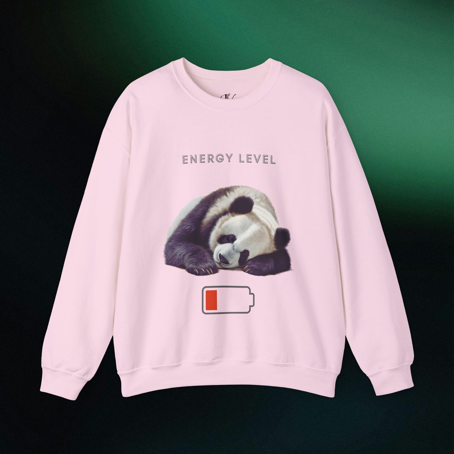 Energy Level Panda Unisex Heavy Blend Crewneck Sweatshirt Sweatshirt S Light Pink 
