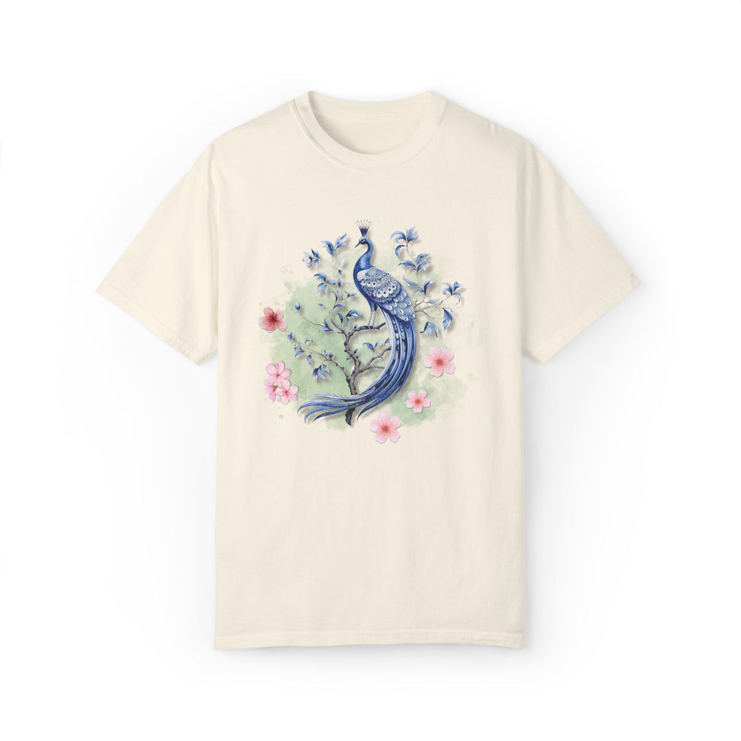 Peacock Floral T-shirt T-Shirt Printify Ivory S