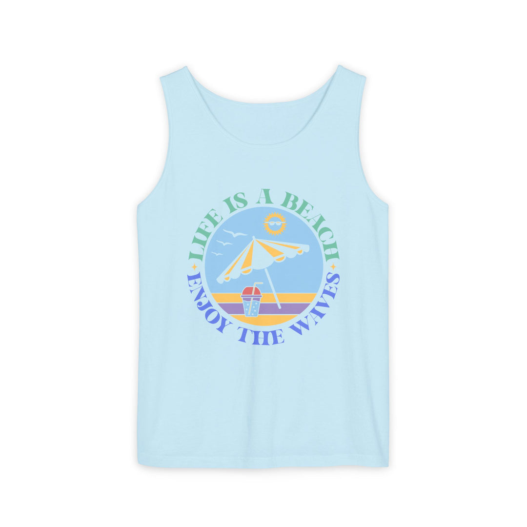 Playful Summery Tank Top for Festivals and Beach Days Tank Top Printify Chambray XS