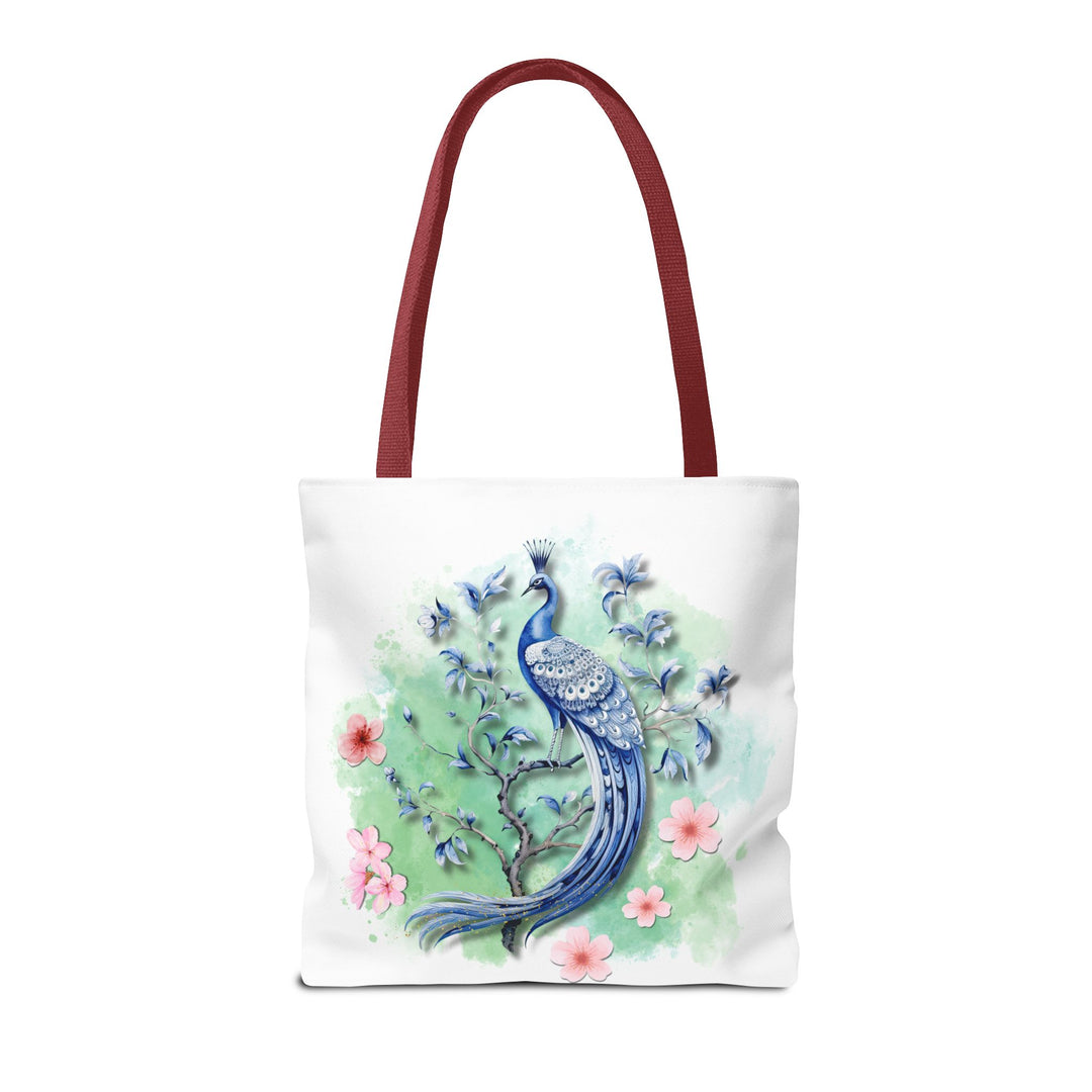 Peacock Tote Bag - Elegant and Delicate Floral Branch Bags Printify