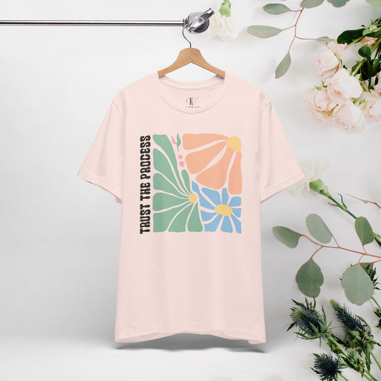 Trust the Process Floral Tee T-Shirt Printify Soft Pink XS