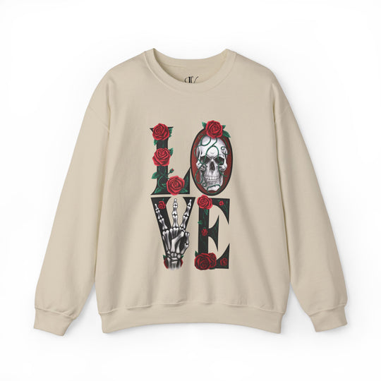 Love, Roses & Bones: Halloween Sweatshirt Sweatshirt Printify S Sand