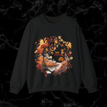 Hello Autumn Sweatshirt | Fall Design | Fall Seasonal Sweatshirt | Autumn Lover Sweatshirt S Black 