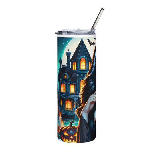 Halloween Vampire Tumbler 20oz — 'Trick or Treat' Haunted House Mug Printify