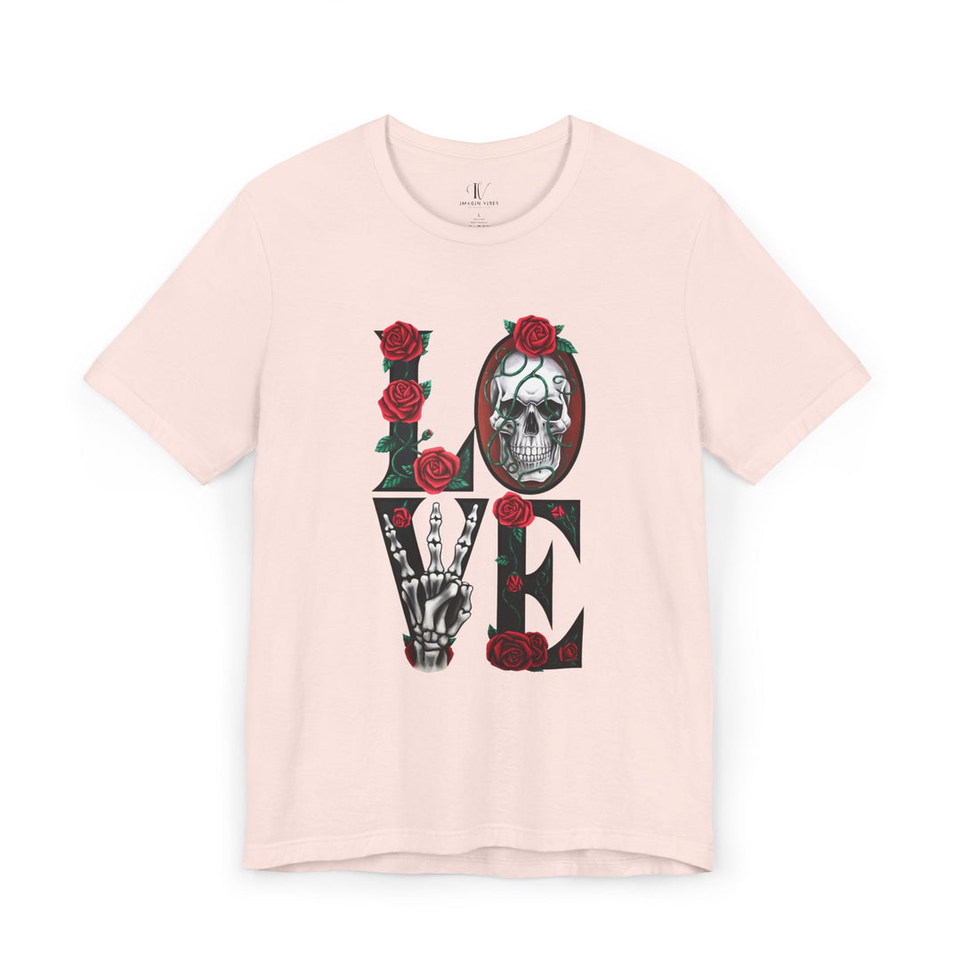 Love, Roses & Bones: Halloween T-Shirt T-Shirt Printify Soft Pink XS