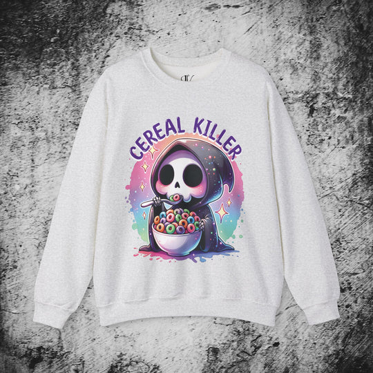 Cereal Killer Reaper: Vintage Halloween Sweatshirt Sweatshirt Printify S Ash