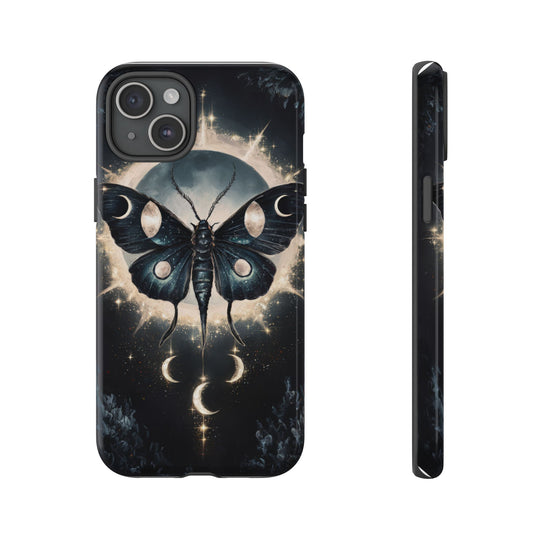 Phone Cases - Dark Academia Moth with Moon Phone Case Printify iPhone 15 Plus Glossy