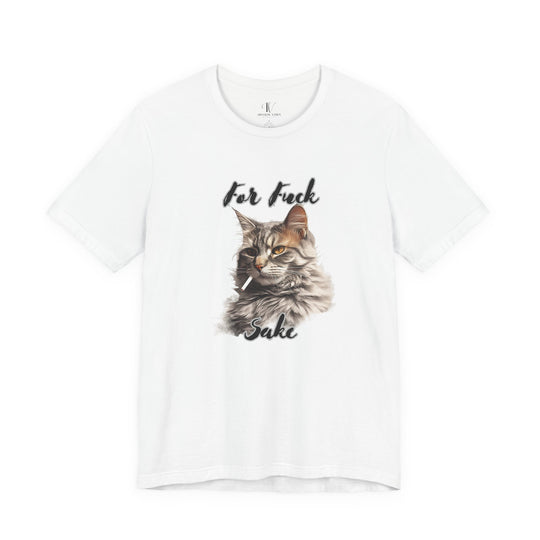 Cat Graphic Tee - Unisex Jersey Short Sleeve Tee with 'For F*ck Sake' Phrase T-Shirt Printify White XS