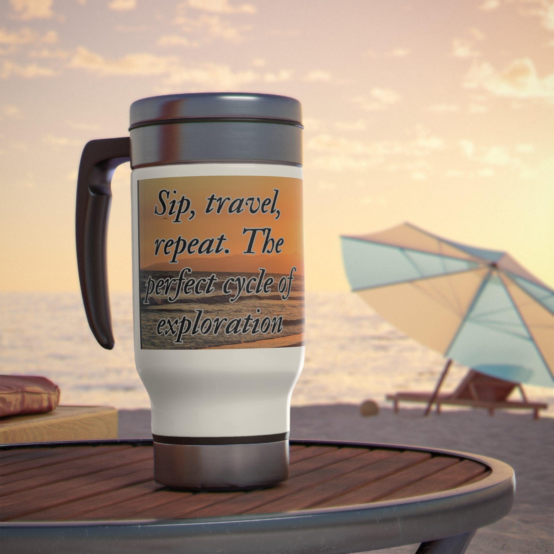 Sip, Travel, Repeat 14oz Stainless Steel Travel Mug - Perfect Gift for Cartography Professionals Mug 14oz  