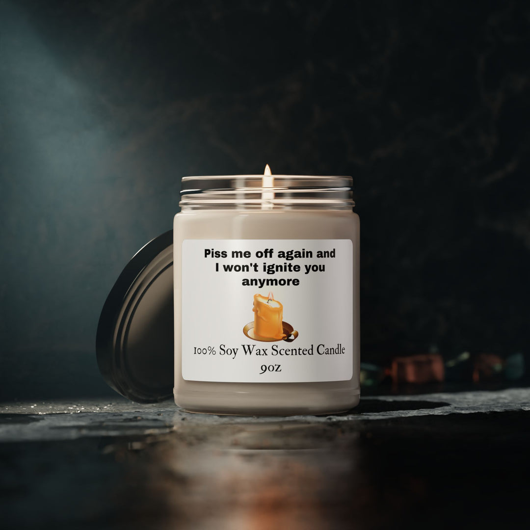 Lighten Up with "Piss Me Off Again" Candle Home Decor Printify