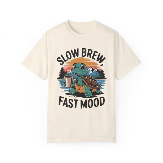 T-shirt Slow Brew, Fast Mood Turtle Coffee T-Shirt Printify Ivory S