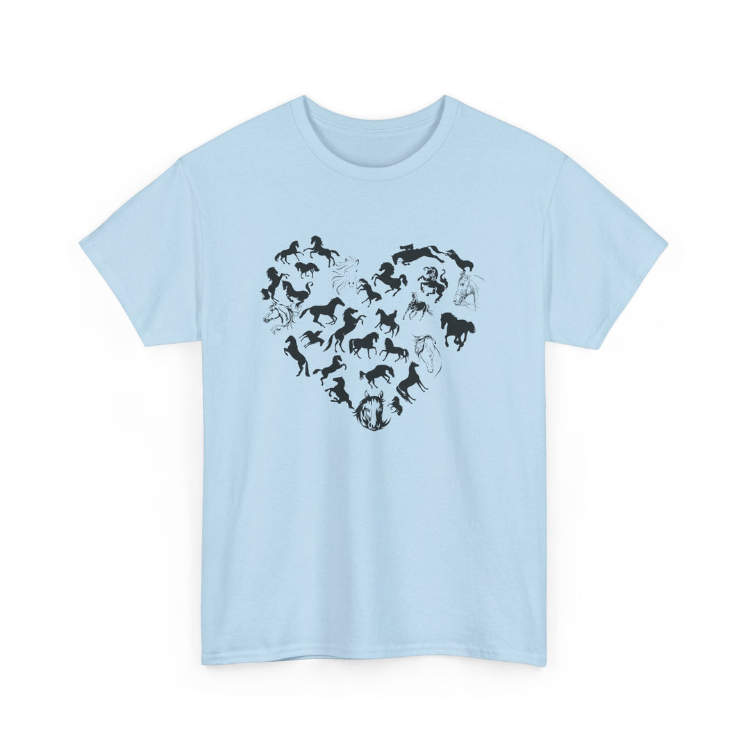 Horse Heart Tee - Playful and Whimsical Unisex Heavy Cotton Shirt T-Shirt Printify Light Blue S