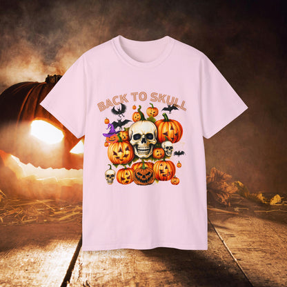 Back to Skull Halloween Tee | Back To Skull T-Shirt Light Pink S 