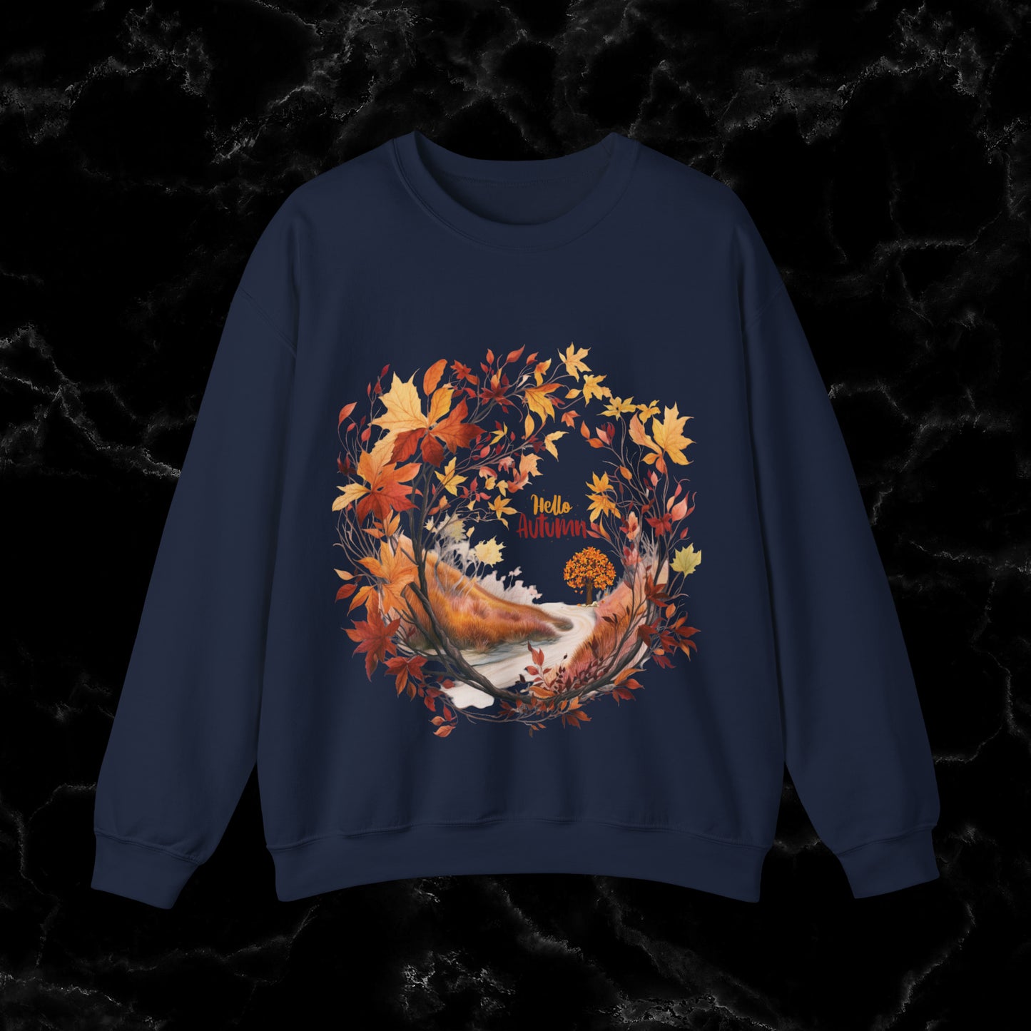 Hello Autumn Sweatshirt | Fall Design | Fall Seasonal Sweatshirt | Autumn Lover Sweatshirt M Navy 