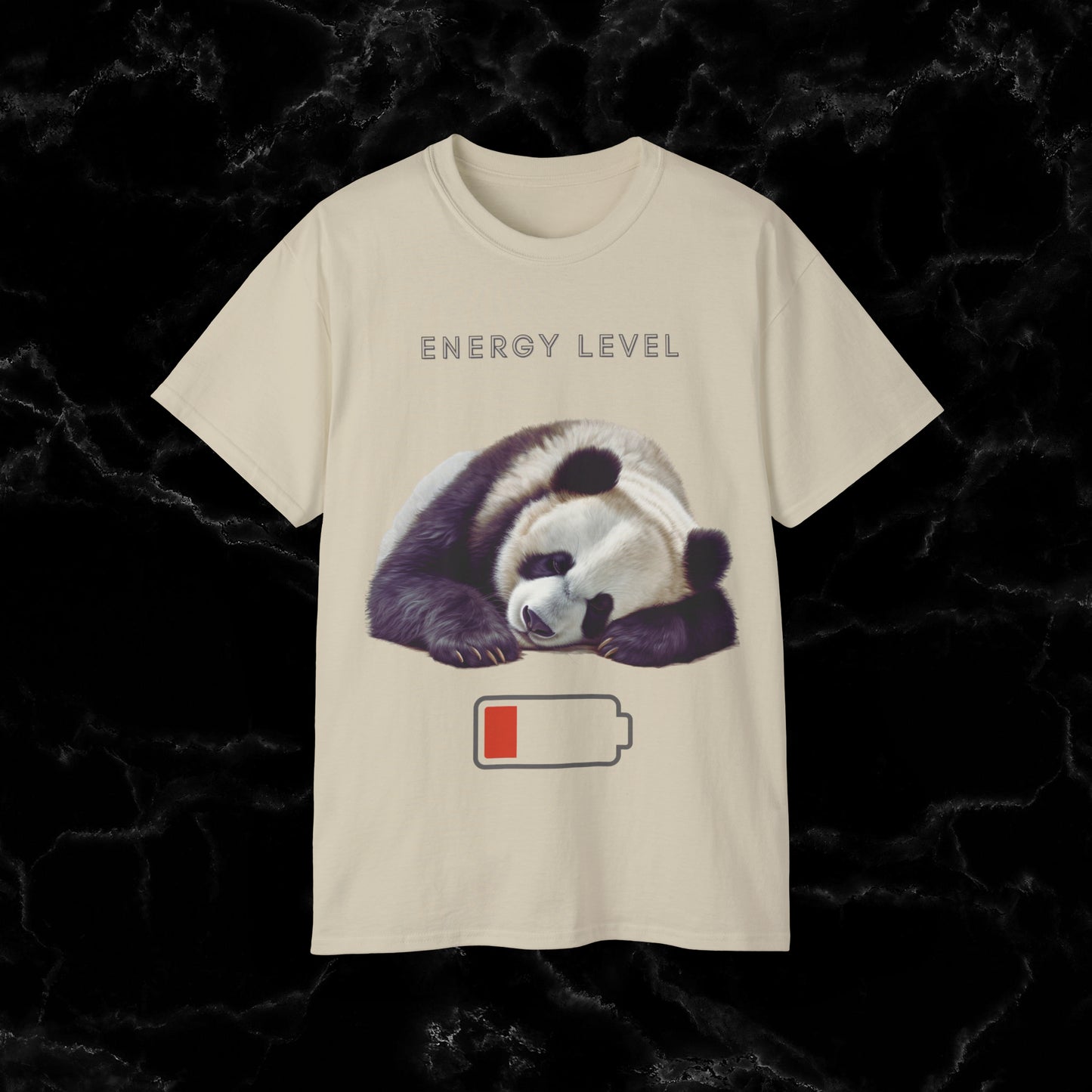 Nap Time Panda Unisex Funny Tee - Hilarious Panda Nap Design - Energy Level T-Shirt Sand M 