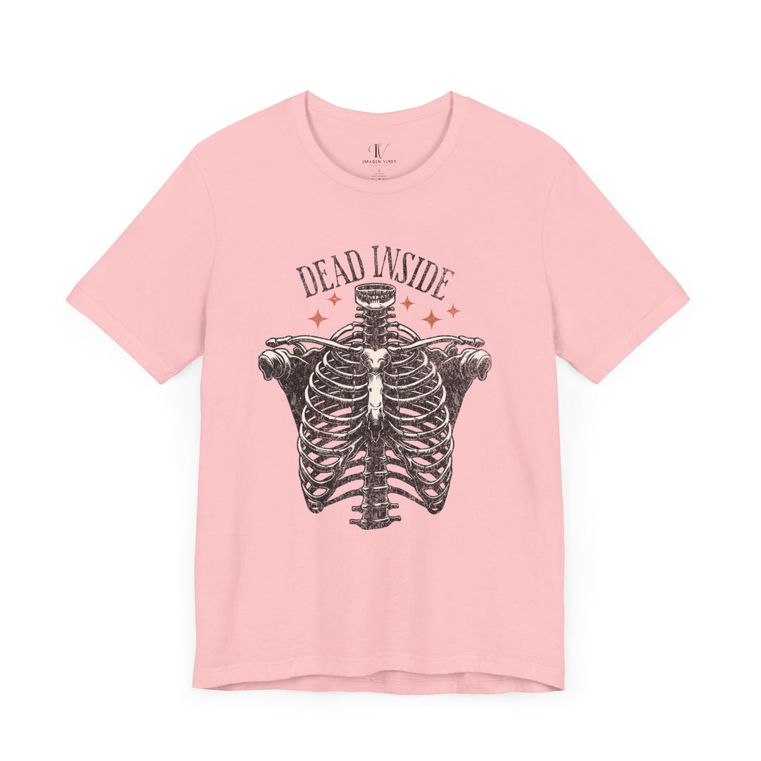 Skeleton Tee with Dead Inside Phrase