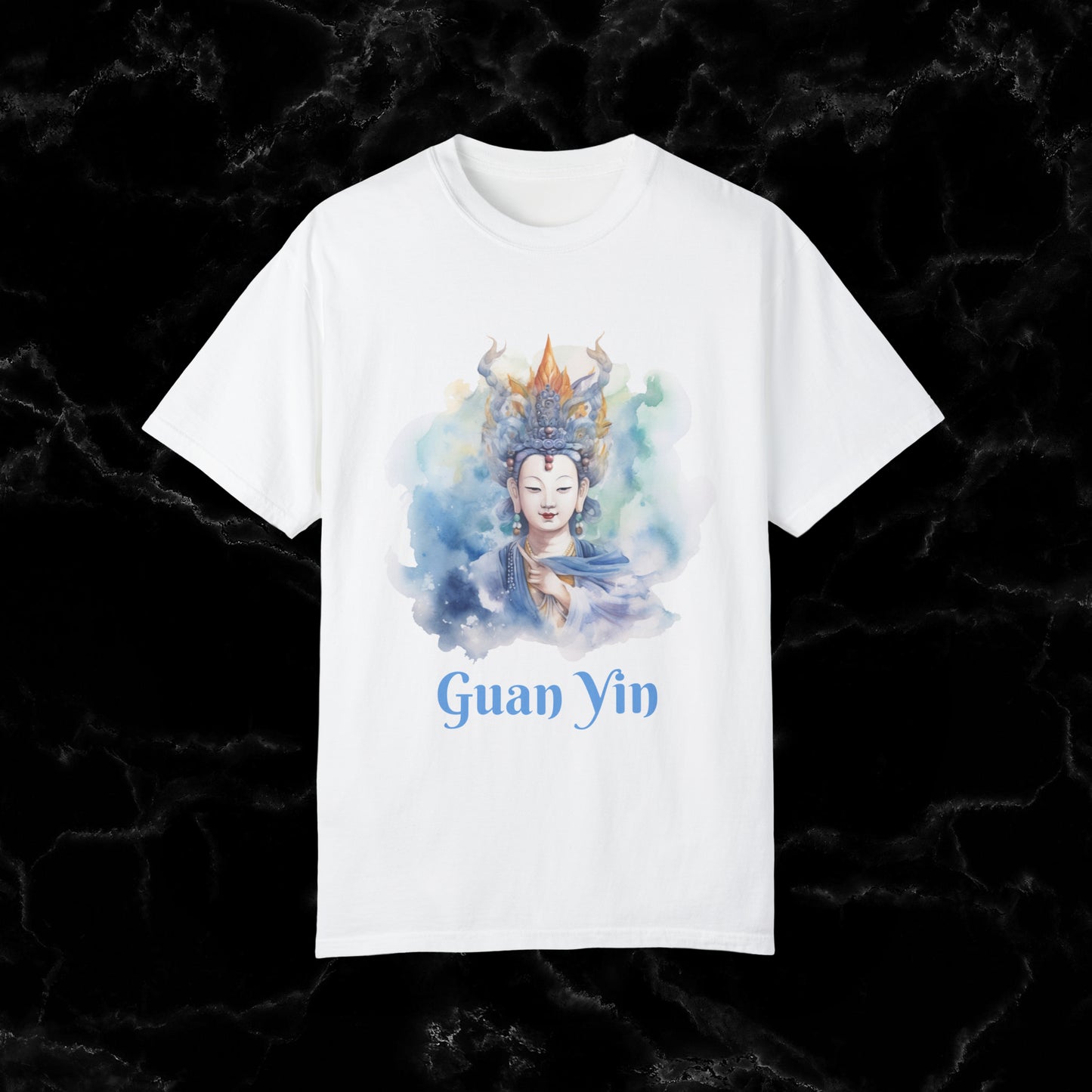 Quan Yin Spiritual Tee - Goddess of Compassion, Unisex Garment-Dyed T-shirt, Goddess of Mercy T-Shirt White S 