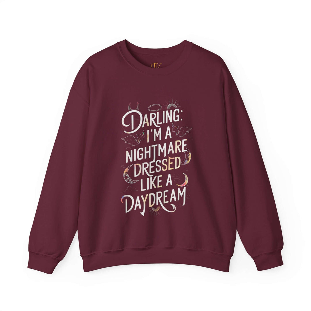 Gothic Nightmare Crewneck Sweatshirt Sweatshirt Printify S Maroon