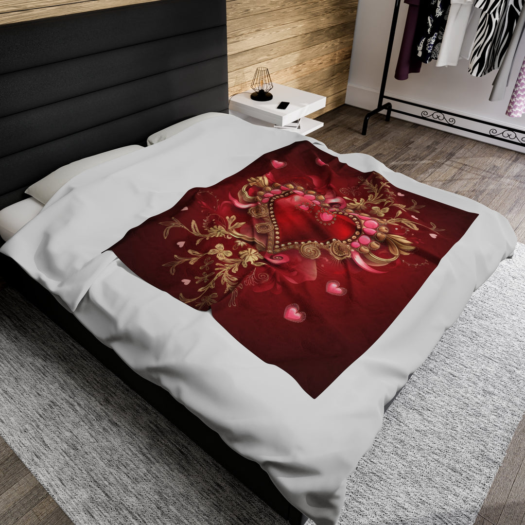 Velveteen Plush Blanket - Romantic Heart Design for Valentine's Day All Over Prints Printify 50" × 60"