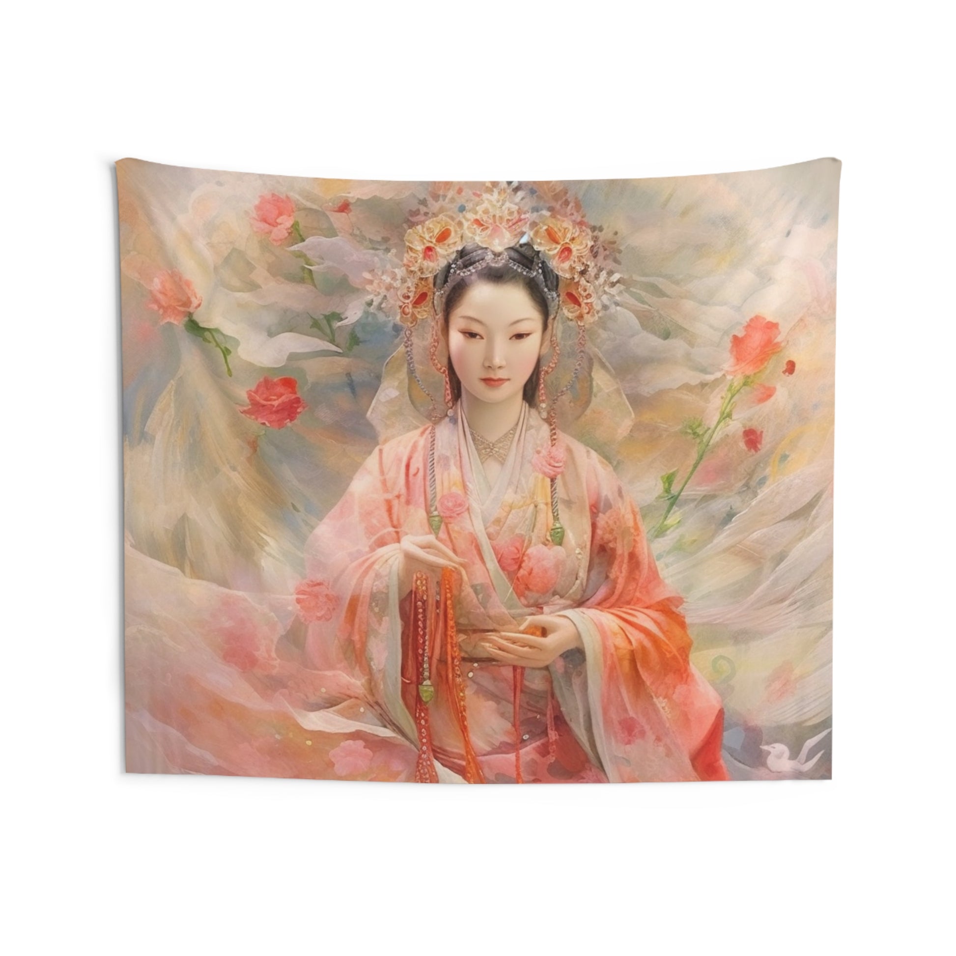 Quan Yin Wall Tapestry - Guan Yin, Kwan Yin, Goddess of Compassion - Spiritual Wall Decor for Buddhism Home Decor 80" × 68"  