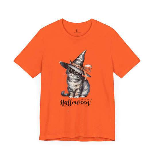 Halloween Witch Cute Cat "Happy Halloween" T-Shirt