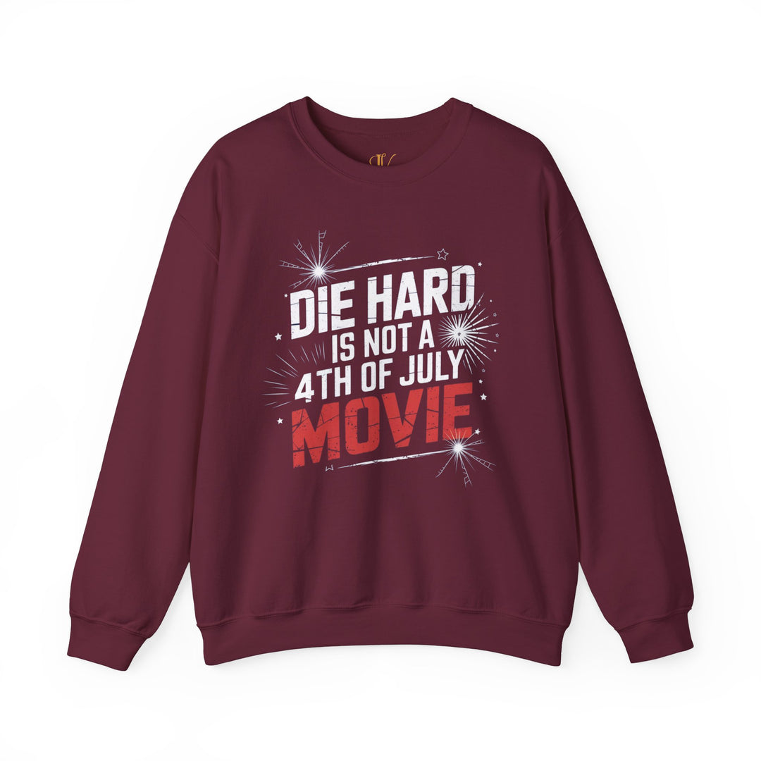 Crewneck Sweatshirt DIE HARD IS NOT A 4TH OF JULY MOVIE Sweatshirt Printify S Maroon