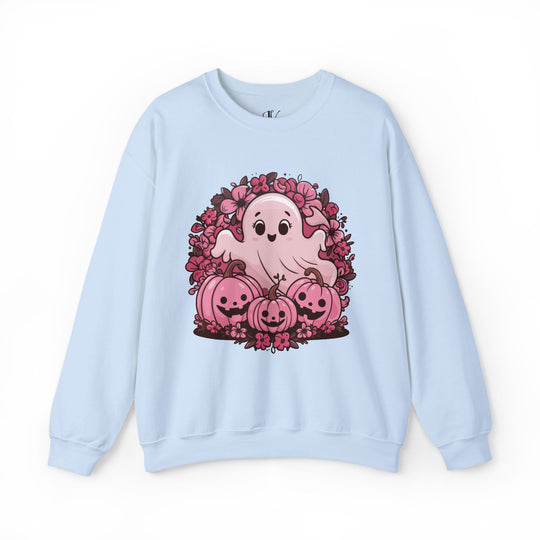 Cute Pink Ghost Halloween Sweatshirt Sweatshirt Printify S Light Blue