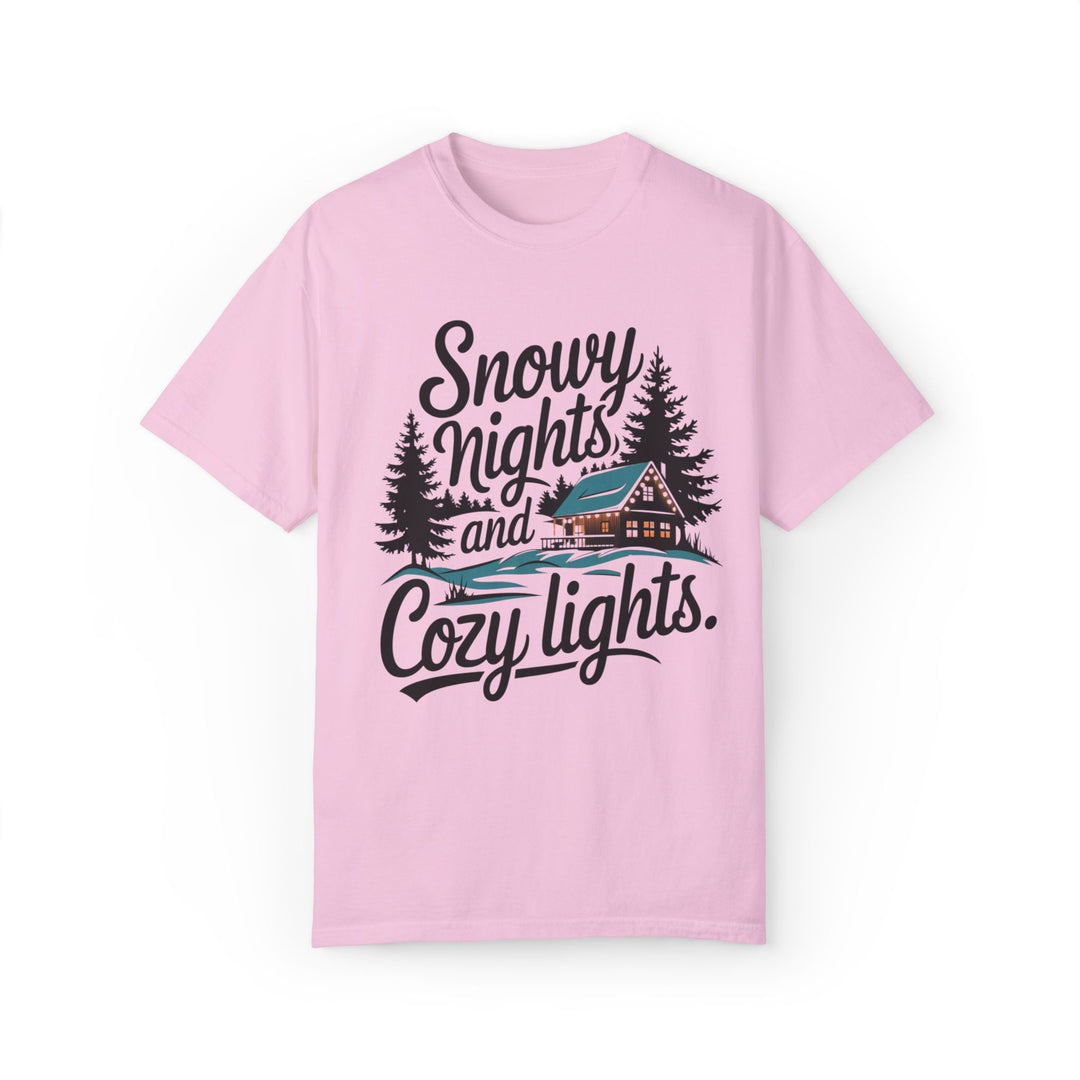 Snowy Nights and Cozy Lights Unisex T-shirt T-Shirt Printify Blossom S