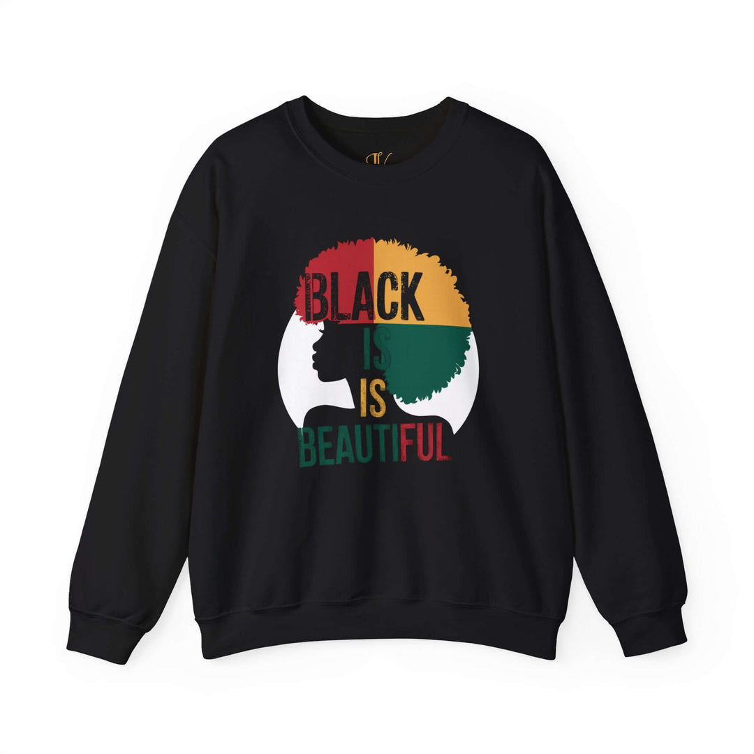 Afro Woman 'Black is Beautiful' Sweatshirt Sweatshirt Printify S Black