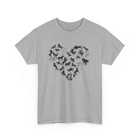 Horse Heart Tee - Playful and Whimsical Unisex Heavy Cotton Shirt T-Shirt Printify Sport Grey S