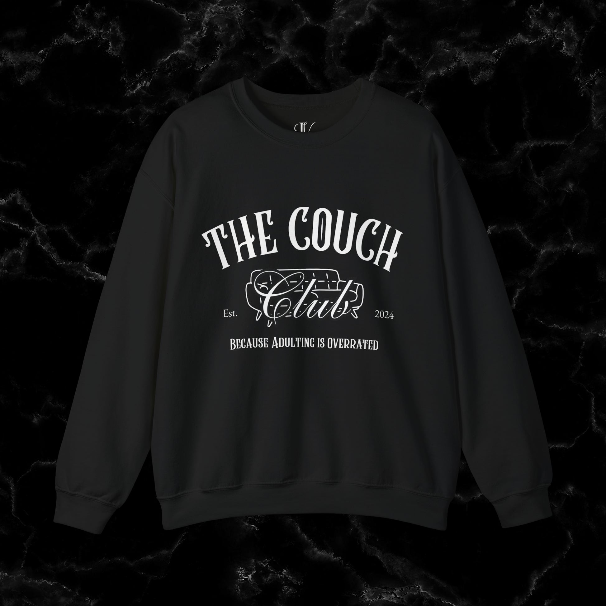 The Couch Club Crewneck Sweatshirt – Funny, Vintage, and Oversized: The Perfect Gift for Her and Your Best Friend Sweatshirt S Black 