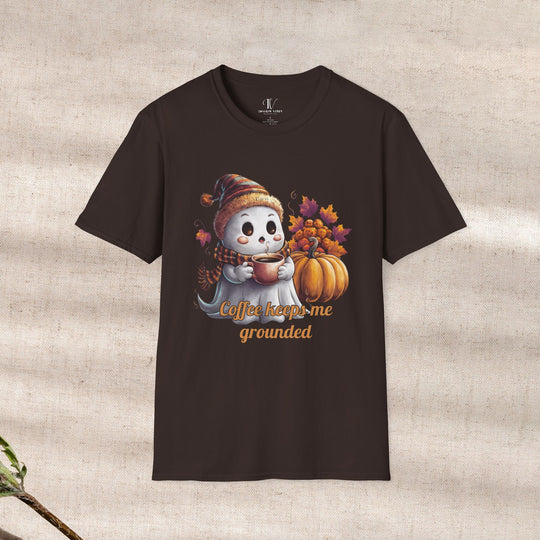 Ghostly Brew: Coffee Keeps Me Grounded T-Shirt