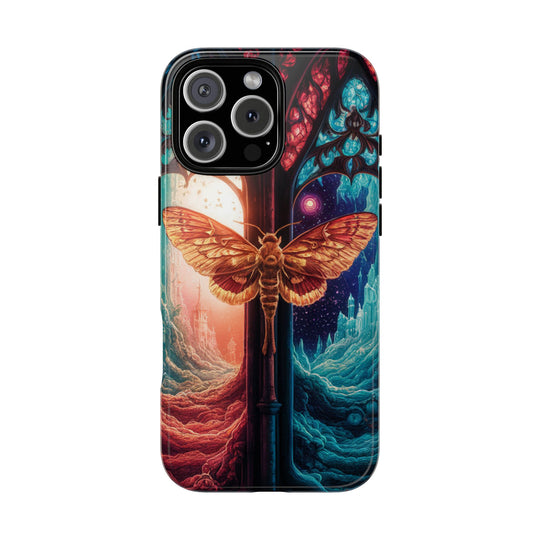 Phone Case with Moth and Stained-Glass Window Phone Case Printify