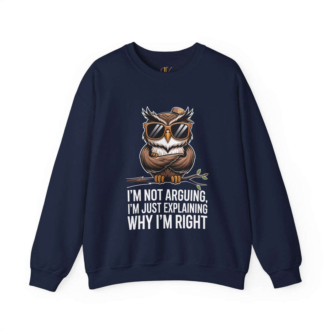 Crewneck Sweatshirt - Funny Owl Sweatshirt Printify S Navy