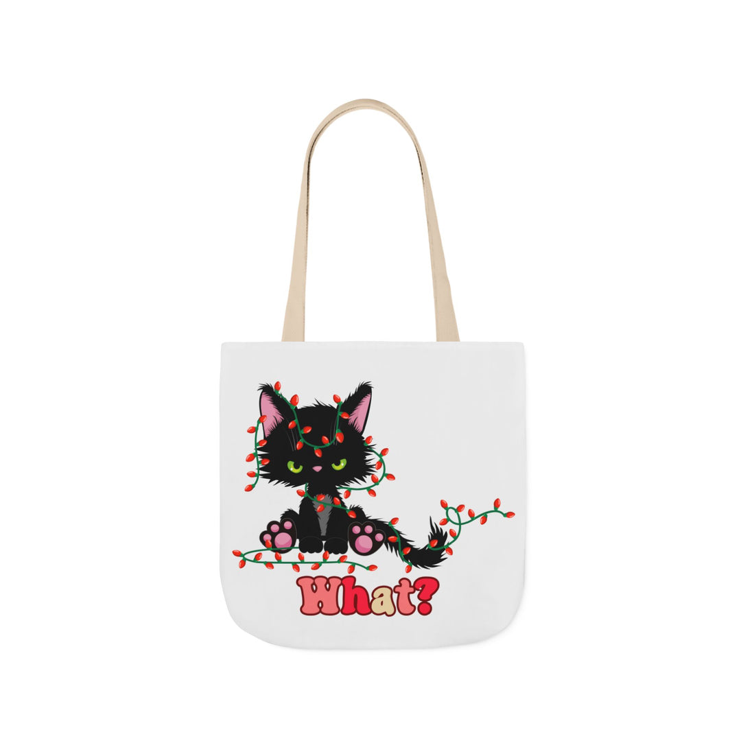 What Black Christmas Cat Tote Bag Accessories Printify 16" × 16'' Beige