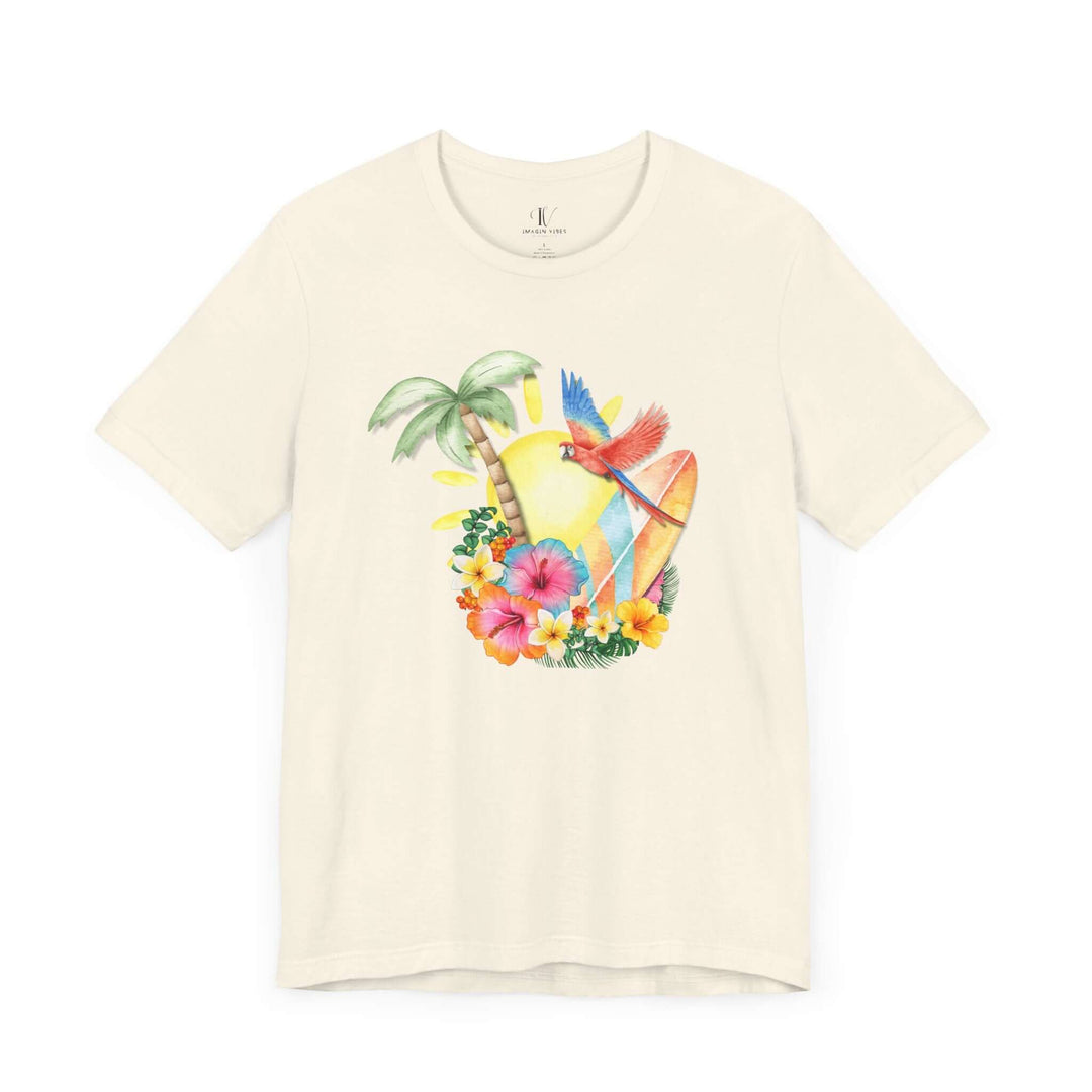 Dreamy Watercolor Tropical Paradise Unisex Tee T-Shirt Printify Natural XS