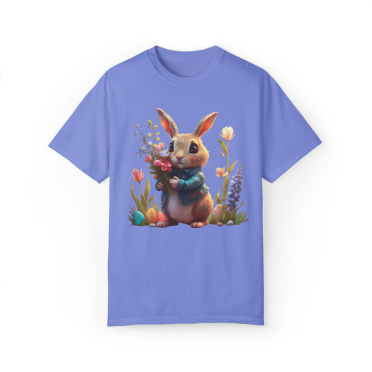 Bunny Bouquet T-shirt - Easter Spring Unisex Tee T-Shirt Printify Flo Blue S