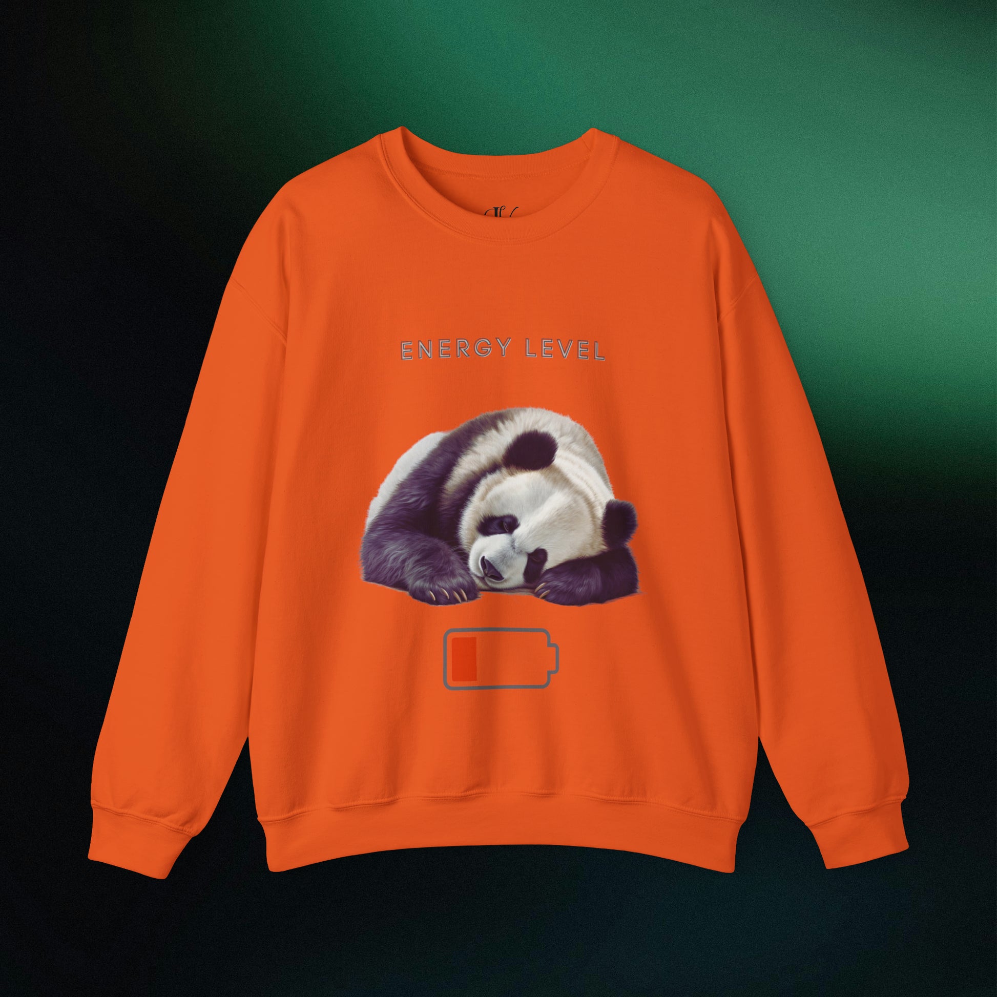 Energy Level Panda Unisex Heavy Blend Crewneck Sweatshirt Sweatshirt S Orange 