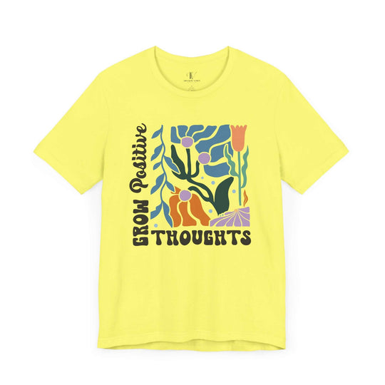“Grow Positive Thoughts” Tee – Bold Blooms, Brighter Mindset T-Shirt Printify Yellow XS