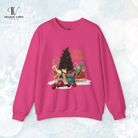 Imagin Vibes Merry Christmas Sweatshirt: Stylish Reindeer Design Sweatshirt S Heliconia 
