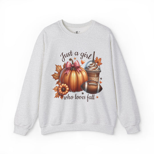 Just a Girl Who Loves Fall Sweatshirt Sweatshirt Printify S Ash