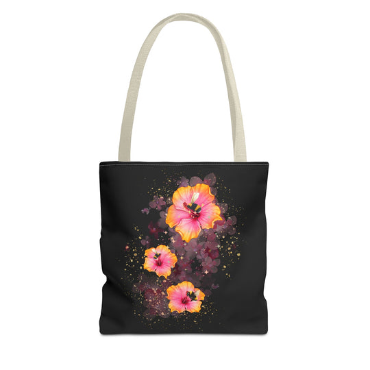 Waterclor Hibiscus Flowers Tote Bag Bags Printify 13" × 13'' Beige