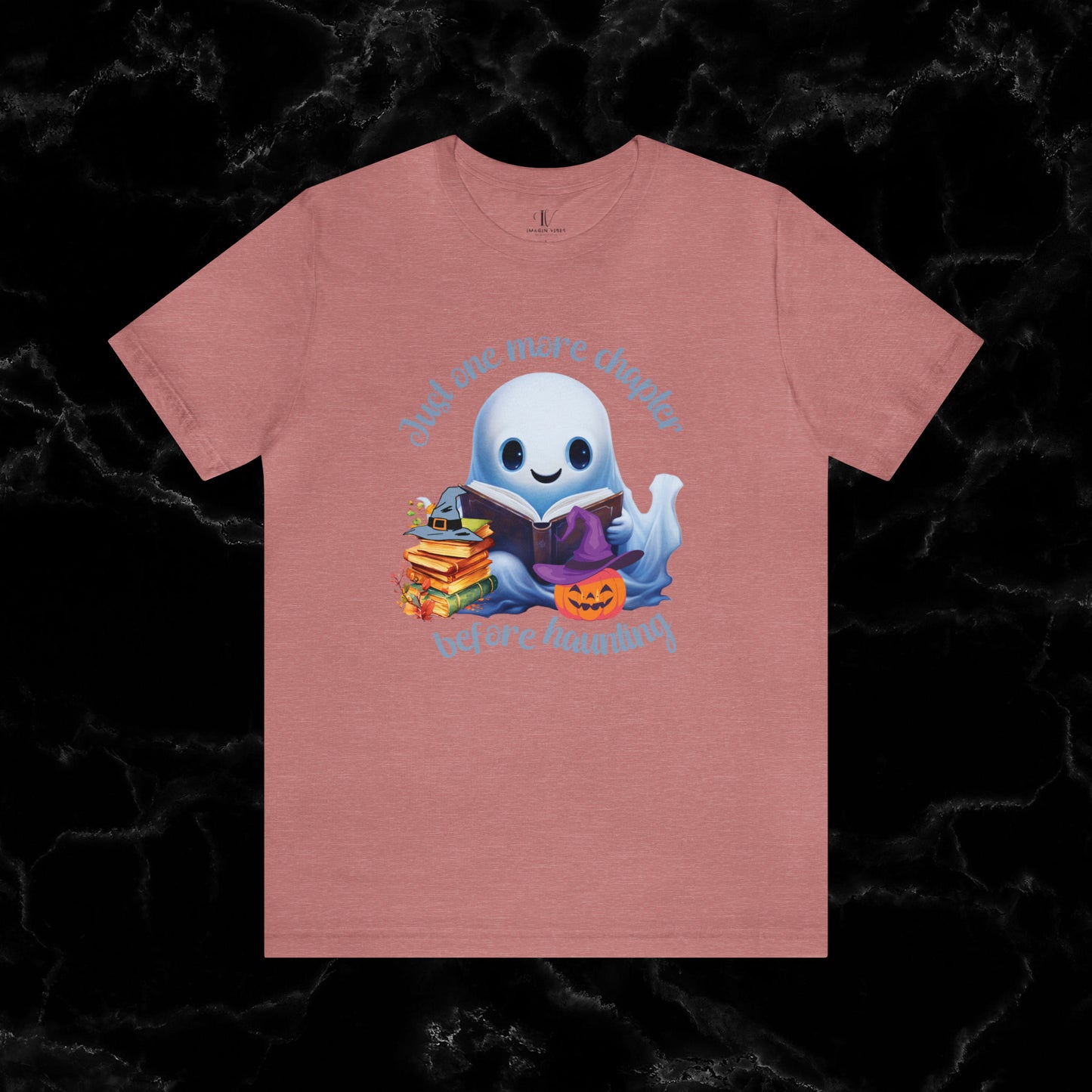 Just One More Chapter T-Shirt | Book Lover Halloween Tee - Librarian Shirt - Halloween Student Tee - Halloween Ghost Book Ghost Read Book T-Shirt Heather Mauve XS 