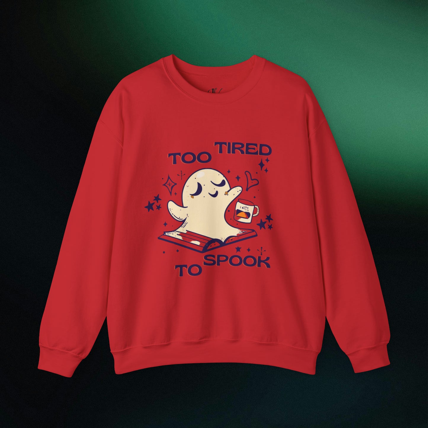 Spooky Literary Spirits: Ghost Reading Books Sweater - Bookish Halloween Sweatshirt for a Hauntingly Stylish Look, Perfect Halloween Teacher Gift and Librarian Halloween Sweatshirt S Red 